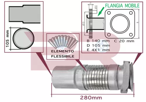 EXHAUST PIPE D. 105 - L. 310